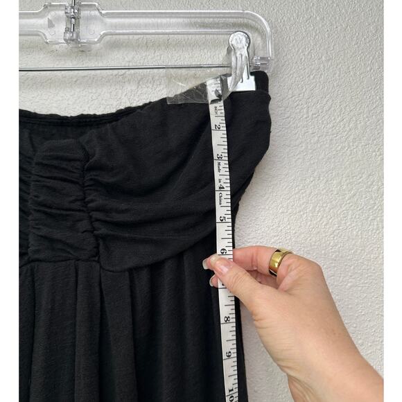 Bordeaux Black Strapless Linen Maxi Dress Ruched Bust Women’s S - Picture 12 of 12